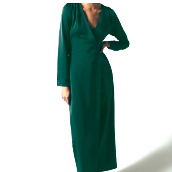 Zara wrap jumpsuit with buckle, bottle green, overlay - Picture 2 of 4